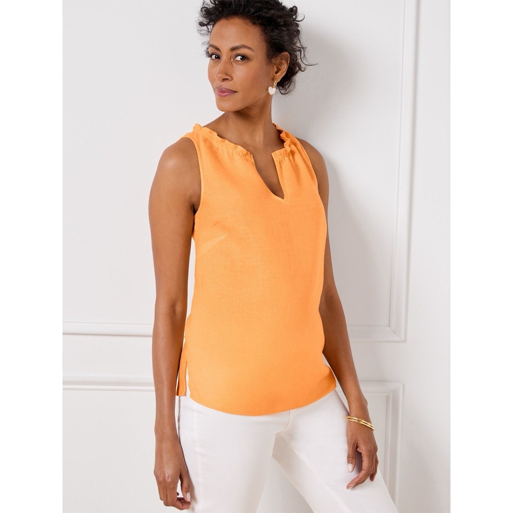 Women's Talbots NWT blouse Tank Top‎ Short Size Petite 100% Linen